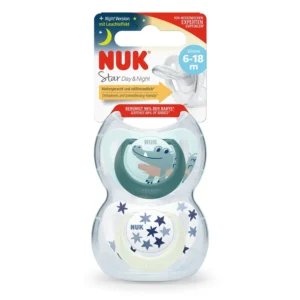 Nuk Chupetes Dia & Noche 6-18M Cocodrilo Celeste X 2U