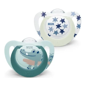 Nuk Chupetes Dia & Noche 6-18M Cocodrilo Celeste X 2U