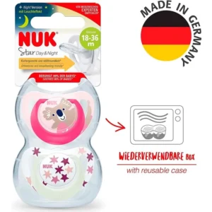 Nuk Chupetes Dia & Noche 6-18M Koala Rosa X 2U